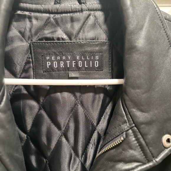 Perry Ellis Portfolio Vintage genuine leather jacket Men size L - Picture 10 of 10